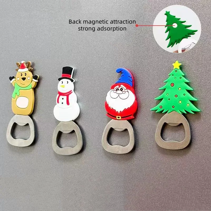 

Christmas Magnetic Bottle Opener Santa Claus Beer Eagle Silicone Refrigerator Magnet Holiday Party Kitchen Tool Gift Decoration