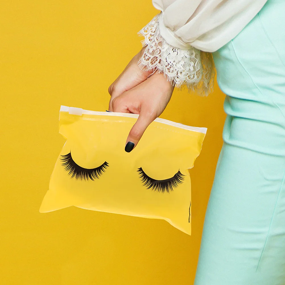 

80 Pieces 15x10cm EVA Bags Black Zipper White Storage Travel Makeup Bag Lash Eyelash Portable Toiletry