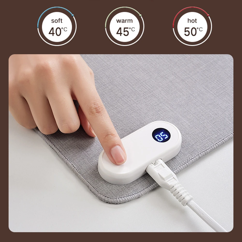 Heating Mouse Pad With Digital Display Quick Heating Waterproof Mouse Mat For PC Notebook Laptops