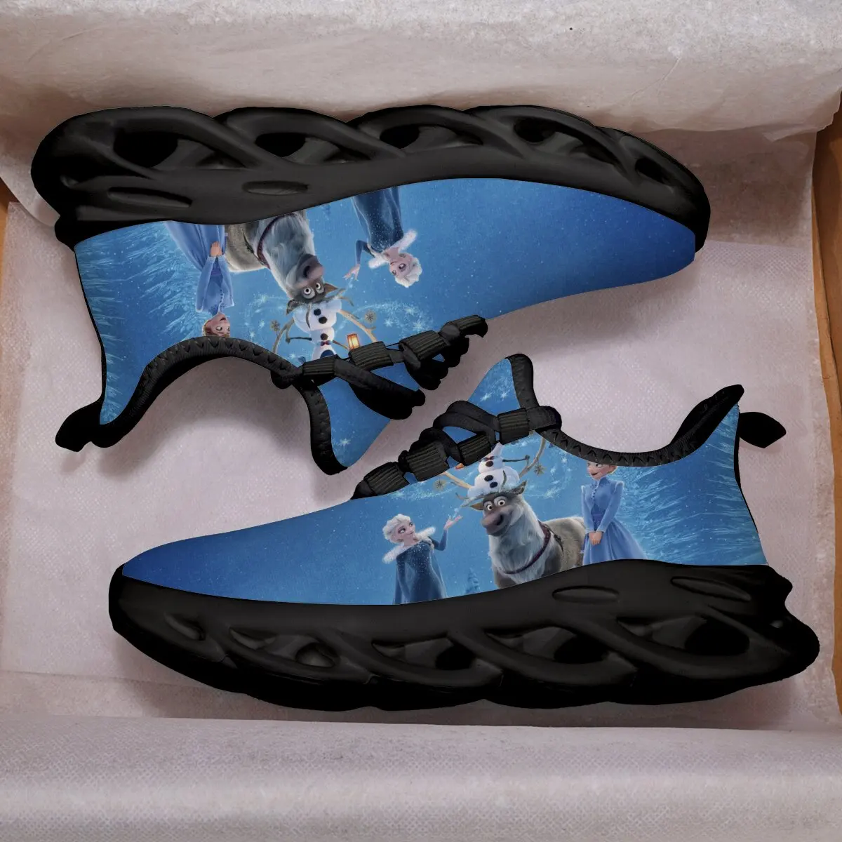 Frozen Elsa Anna Olaf Sven Sneakers blu Suola bianca Scarpe per bambini per ragazzi Ragazze Sneakers morbide Scarpe da corsa sportive di moda