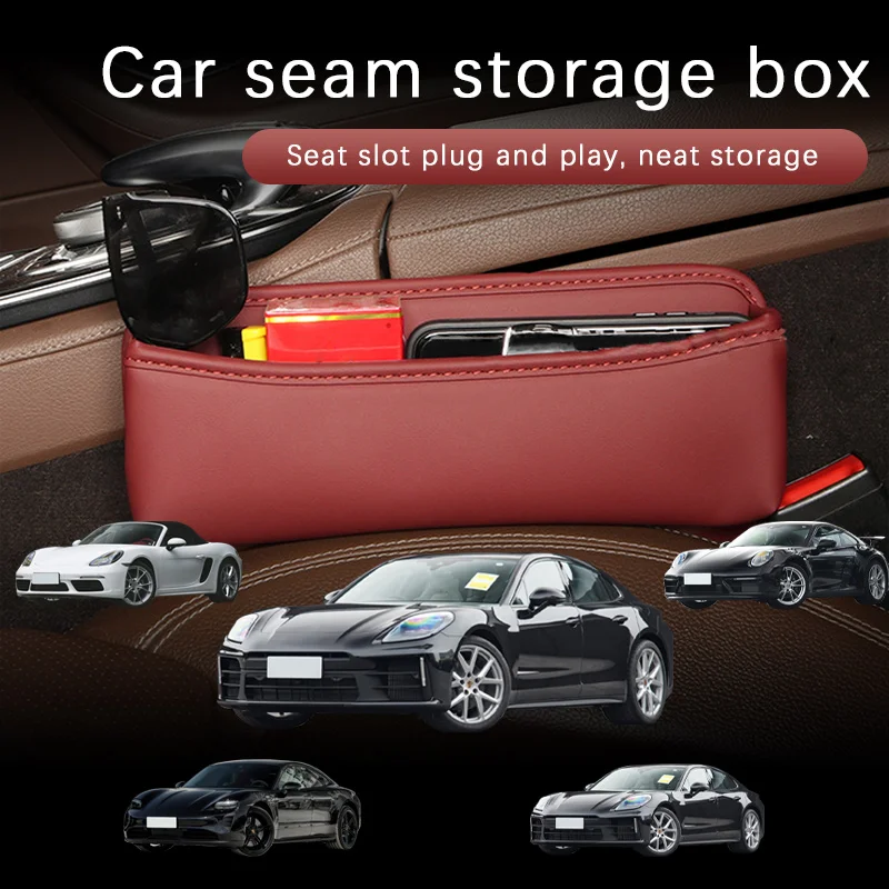 

Leather Car Seat Gap Organizer Multifunction Console Storage Box Car Interior Storage Pocket For Porsche 911 Panamera 4S 718