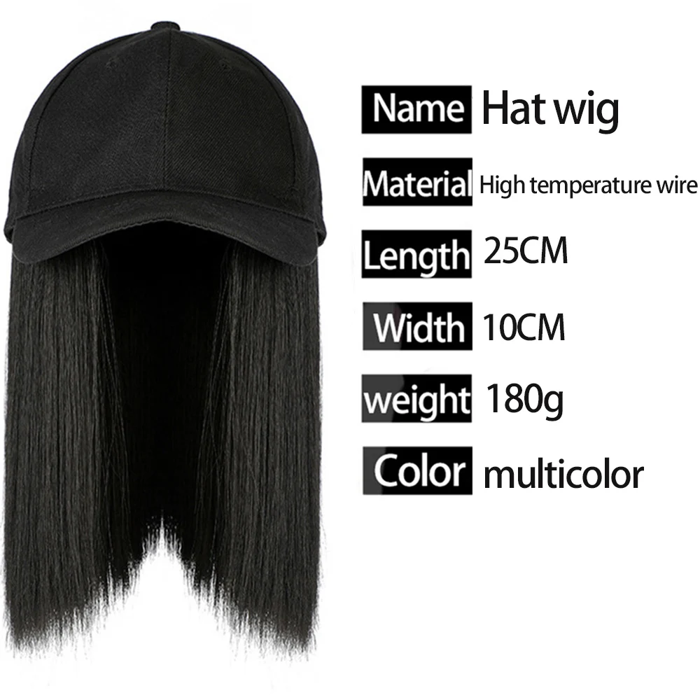 Cap Synthetic Wig Hair Extensions Hair Wigs For Women Short Straight Bob  Adjustable Hip Hop Baseball Cap economic Vertical wigs