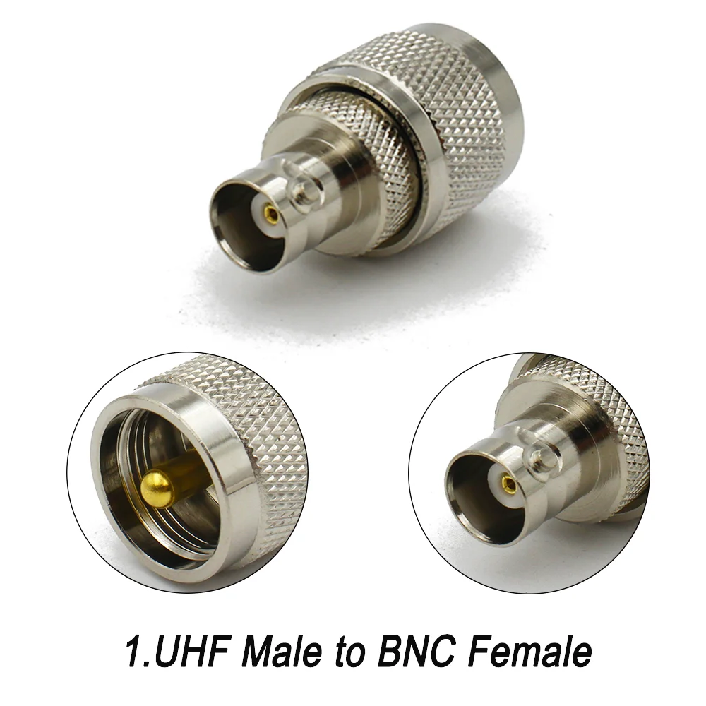 

1PCS UHF Male Female To BNC Male Female Straight Connector PL259 To SO239 90 Degree Right Angle UHF to BNC Adapter High Quality