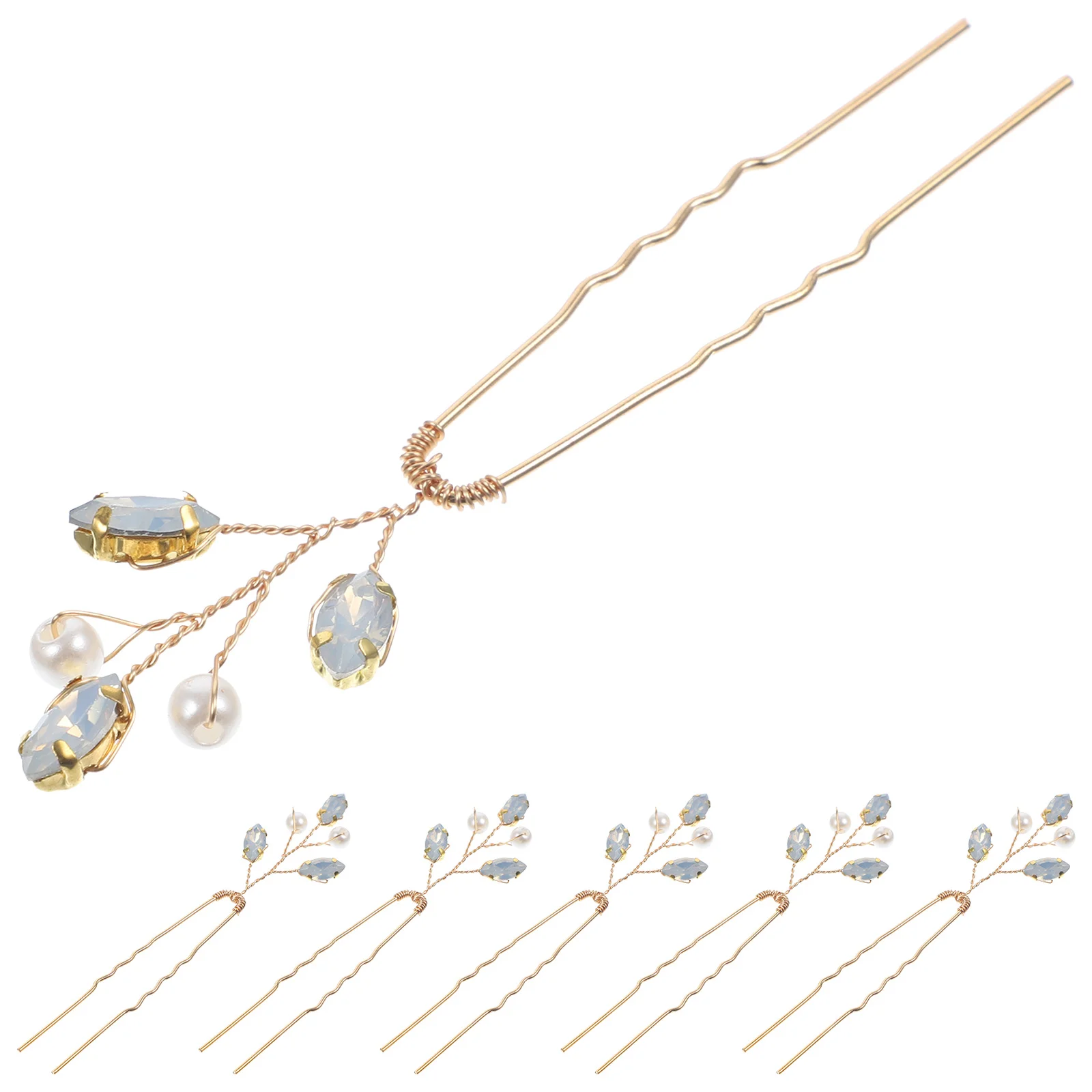 

6Pcs Rhinestone Hair Pins Bridal Wedding Accessories Smooth Lightweight for Women Prom Party Decoration Bride Braid Bobby Pin