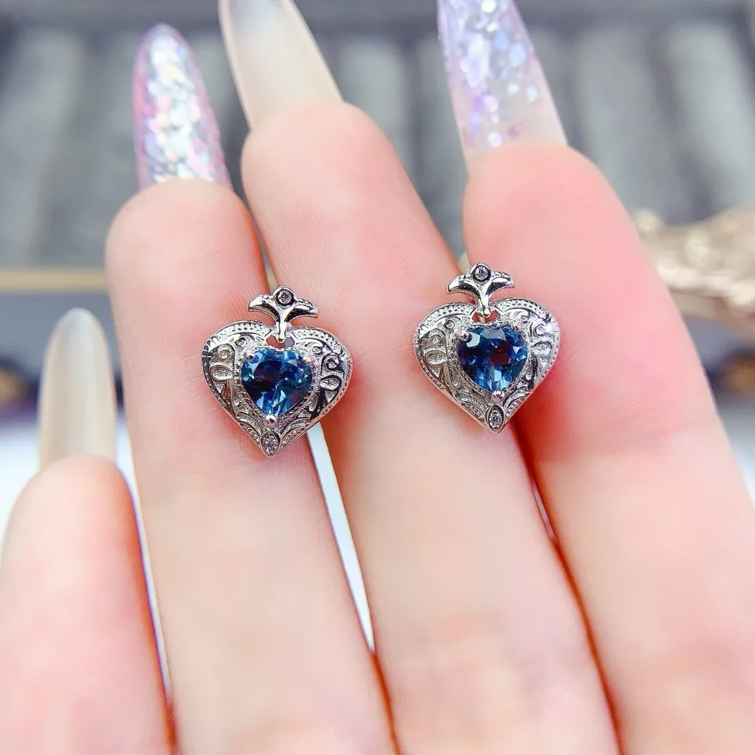Sophisticated Designer Ear Studs S925 Natural Topaz Sterling Silver  Luxurious Jewelry for Fashionable Women Exceptional Gift