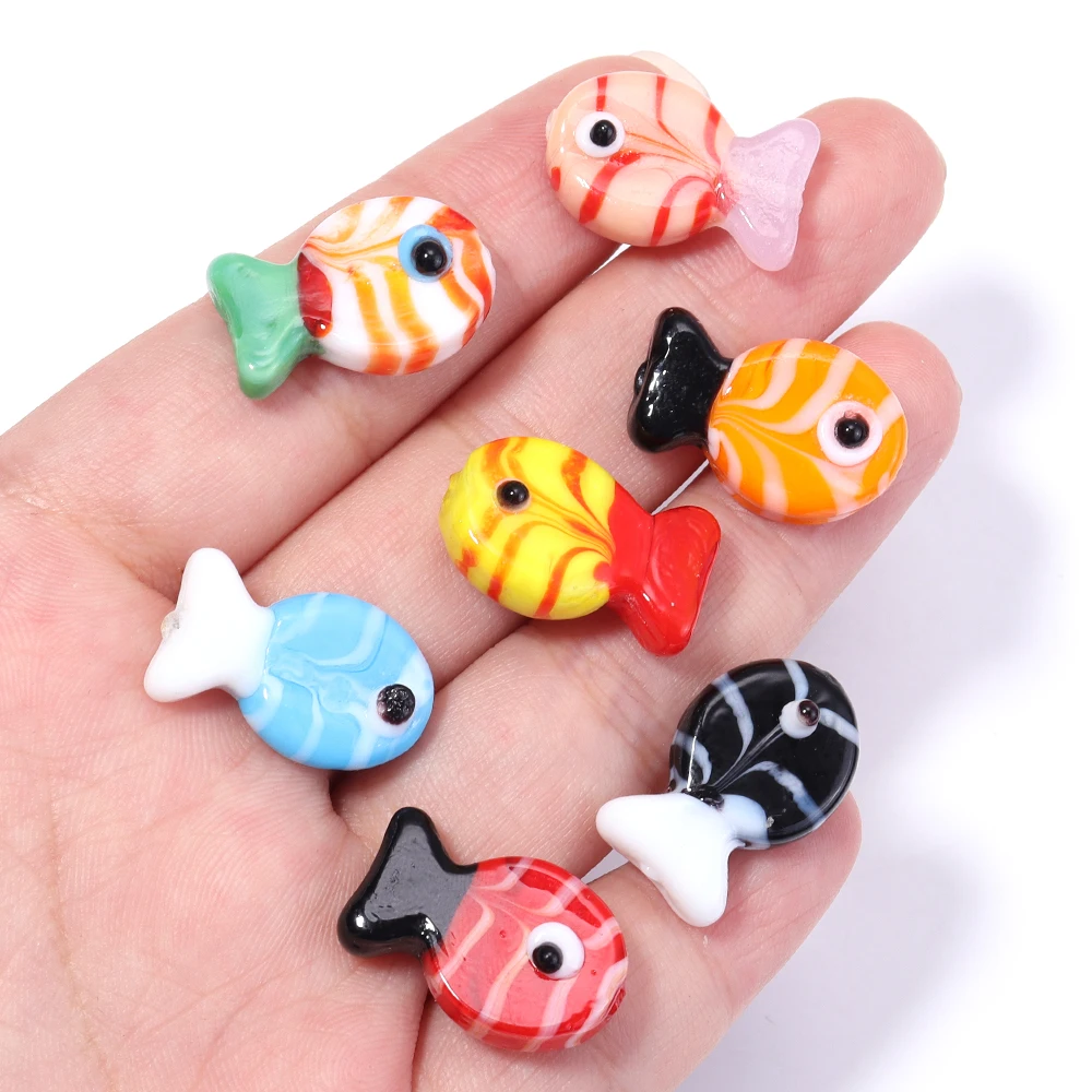 2 stücke 13X20mm Lampwork Fisch Perlen Niedlichen Tier Glas Lose Spacer Perlen Für Schmuck Machen DIY Armbänder halskette Zubehör