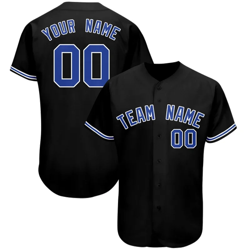 Black Team Custom Baseball Jersey Shirt Printed for Men and Women Shirt Casual Shirts Sportswear Hiphop Tops