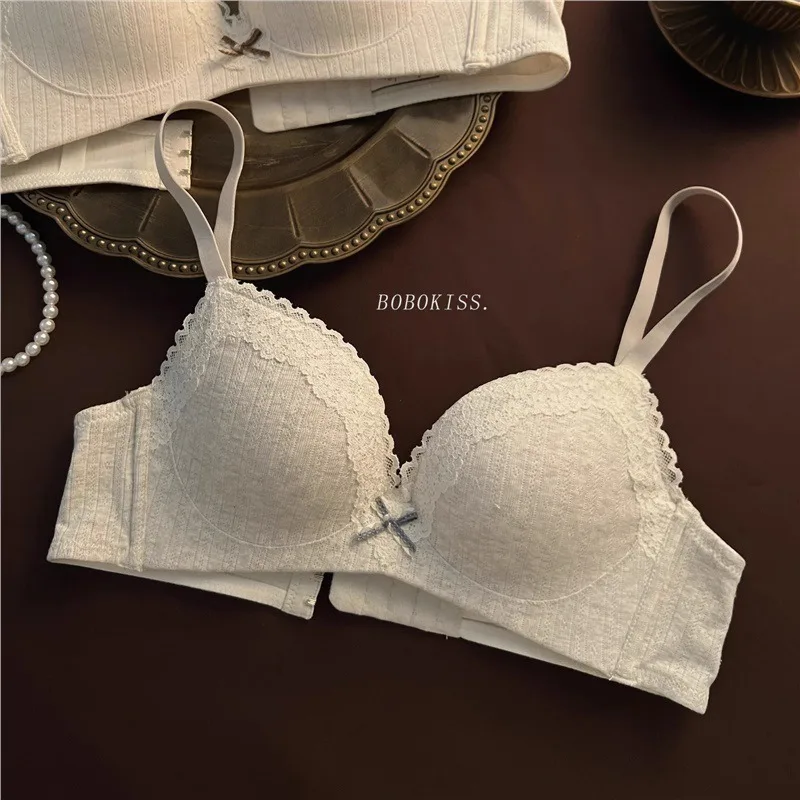 Teenagerská sexy krajková květinová podprsenka s pohodlným nekovovým kroužkem, krásná záda, malá prsa, shromážděná podpora, proti povislým ramenům - náhled 5