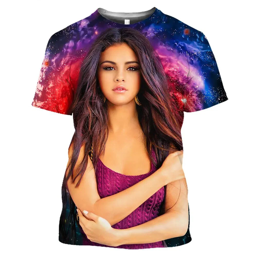 Summer Selena Gomez 3D Print T-shirts Women Men Streetwear Casual Fashion Short Sleeve T Shirt O-neck Kids Tees Tops Clothing