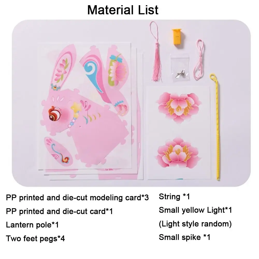 

Paper Chinese Rabbit Lantern Handmade Cartoon Mid-Autumn Festival Lantern with Tassel LED DIY Material Package