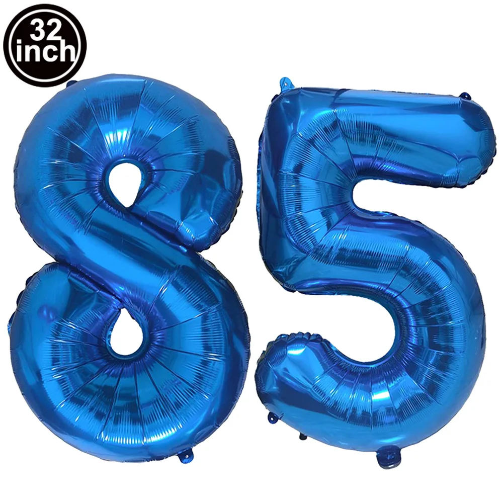 Blauer Ballon mit großen Zahlen, 32 Zoll, 0, 1, 2, 3, 4, 5, 6, 7, 8, 9, Geburtstag, Bachelorette-Luftballons, Figur, Golob-Party-Ballon-Dekoration