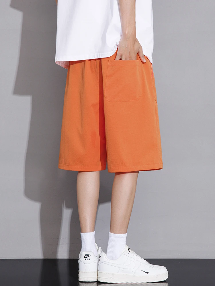 Shorts masculinos plus size 8xl 7xl 6xl cintura elástica perna larga verão shorts casuais masculino solto ajuste em linha reta praia calças curtas