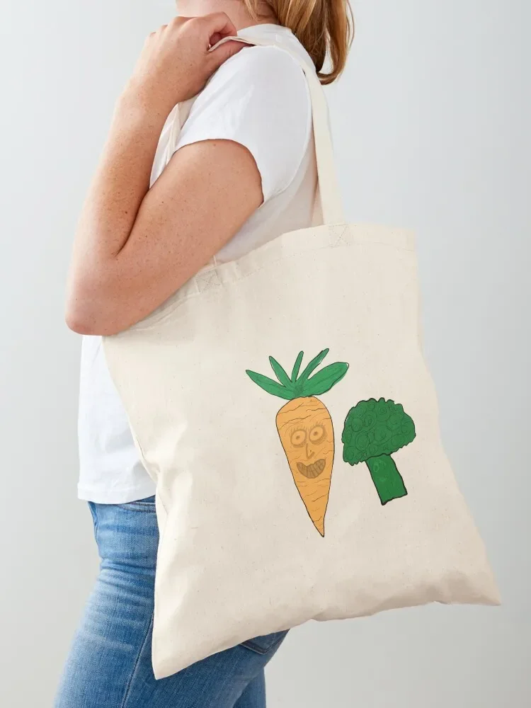 

carrots and broccoli creepy funny drawing Tote Bag Canvas personalized tote bag Eco bag tote bags aesthetic