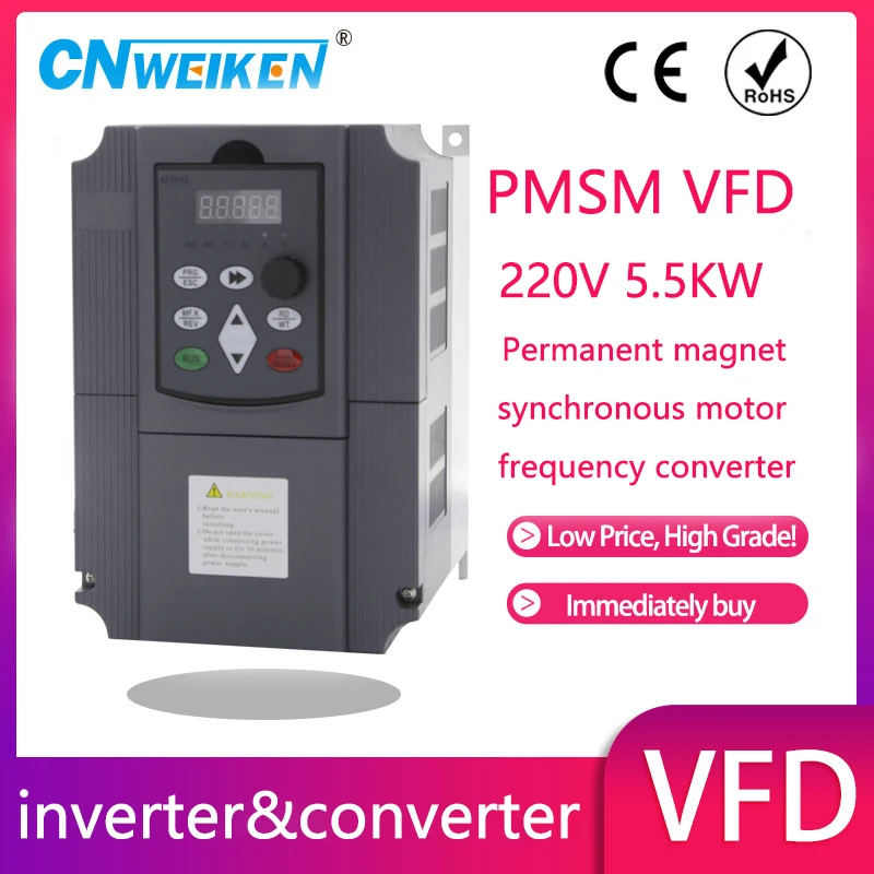 Imagem -05 - Conversor de Frequência Inversor de Vfd Entrada Monofásica Fases 220v Saída Ímã Permanente Motor de Pmsm 0.75kw7.5kw 220v