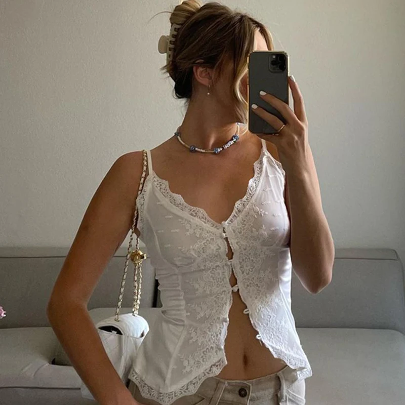 Dulzura Women Elegant Party Club Evening Streetwear White Crop Tank Tops Camis 2024 Summer Clothes Wholesale Items T3512731