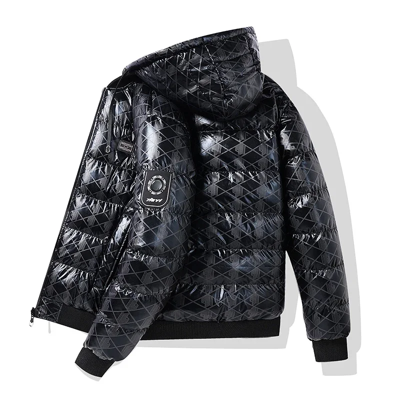 Gorasion Men's Thick Cotton Padded Clothes Autumn Winter Can Be Worn on Both Sides Printed Warm Jackets and Hooded Down Jackets