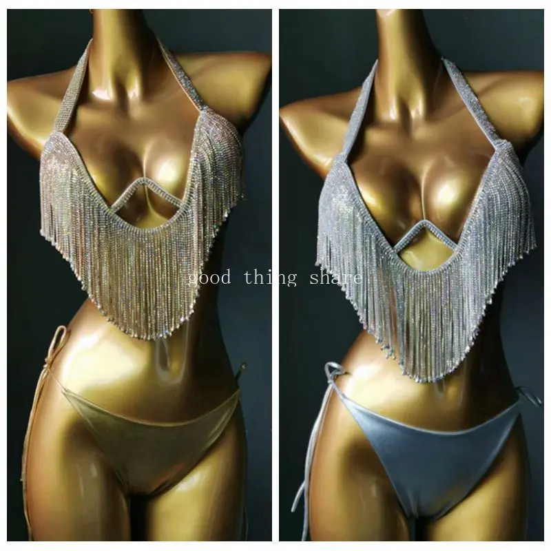 

New Steel Bracket Hard Cup Bikini Diamond Swimsuit Diamond Tassel Bikini Nightclub Uniforms