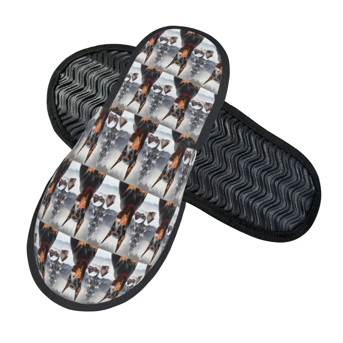 Custom A Handsome Doberman Pinscher Dog Slippers Memory Foam Warm Soft Women House Slipper Indoor Cozy Shoes