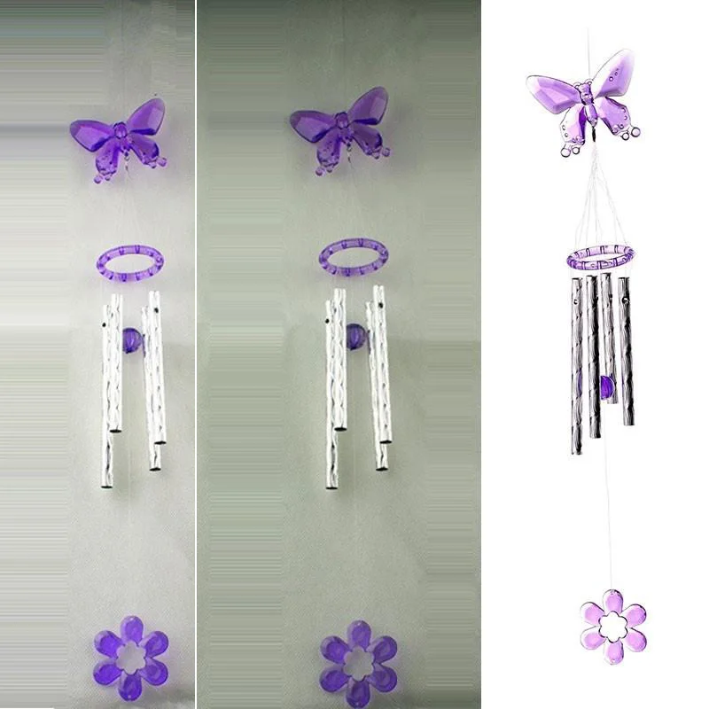 Yard Wind Chime Butterfly Garden Home Decor Metal Tubes Ornament Outdoor Safe Smooth 40cm Healthy Small Good Luck