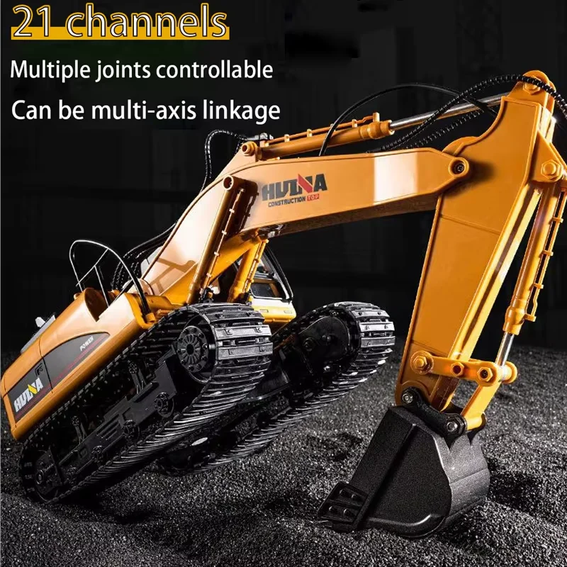 Huina 550HD 1:14 Alloy Remote Control Excavator 21CH Metal Digging Bucket Construction Vehicle 2.4G Wireless Large Excavator Toy