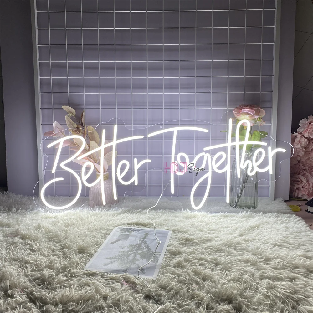 Better Together Neon Led Sign Bedroom Wedding Birthday Decoration Night Lights USB Boardsign Sign Room Wall Party Decor