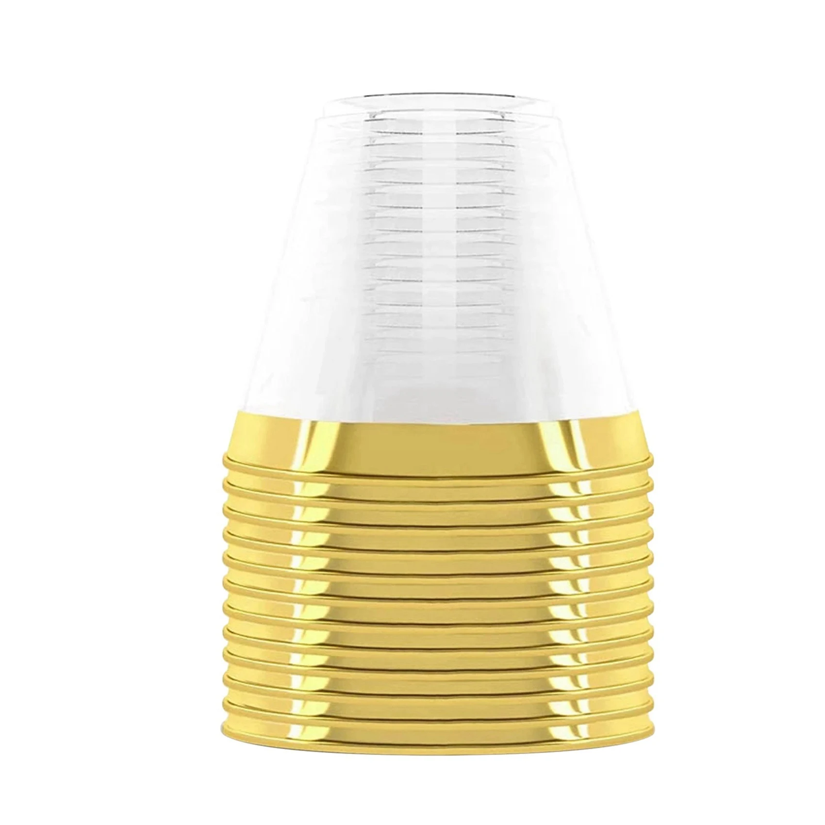 Plastic beker 9oz harde wegwerpbeker Plastic wijnglas Feest Bruiloft Wijnglas Transparante plastic beker - Gouden rand HOT