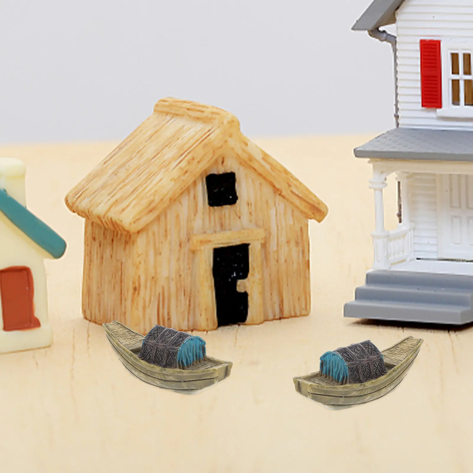 

15Pcs Miniature Resin Boat Decorations Rustic Style Mini Desktop Ornament Kit Home Office Coffee Shop Beach Theme Decor