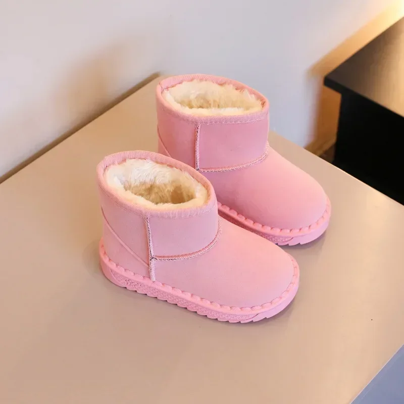 Fashion Girls Snow Boots Warm Fur Children Winter Boots Black Kids Boys Casual Shoe