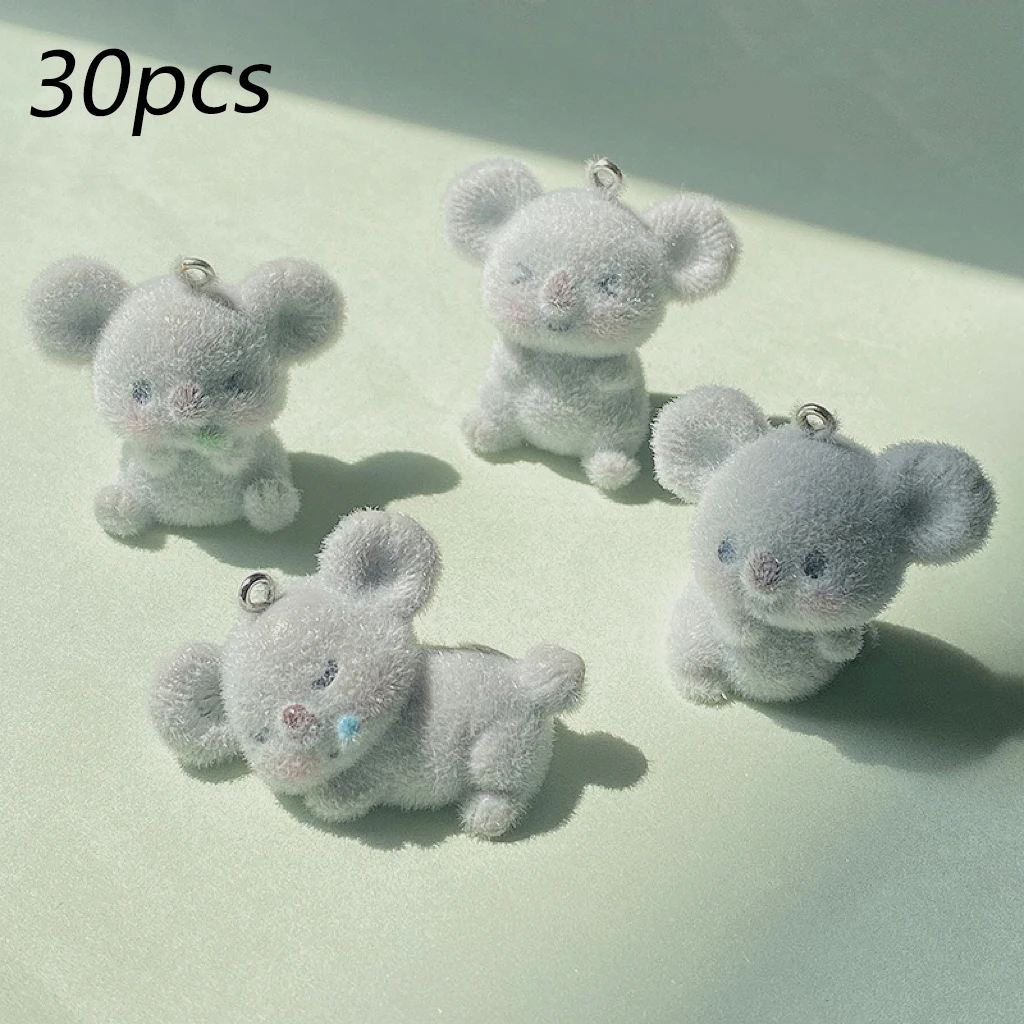 

30Pcs 3D Flocked Resin Charms Cartoon Animal Plus Koala Doll Pendant For Earring Necklace Mobile phone chain Diy Jewelry Make