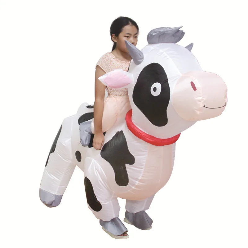 Children Inflatable Cow Cattle Costume Anime Mascot Dress Suit Halloween Masquerade Purim Christmas Party Stage Cosplay Costume