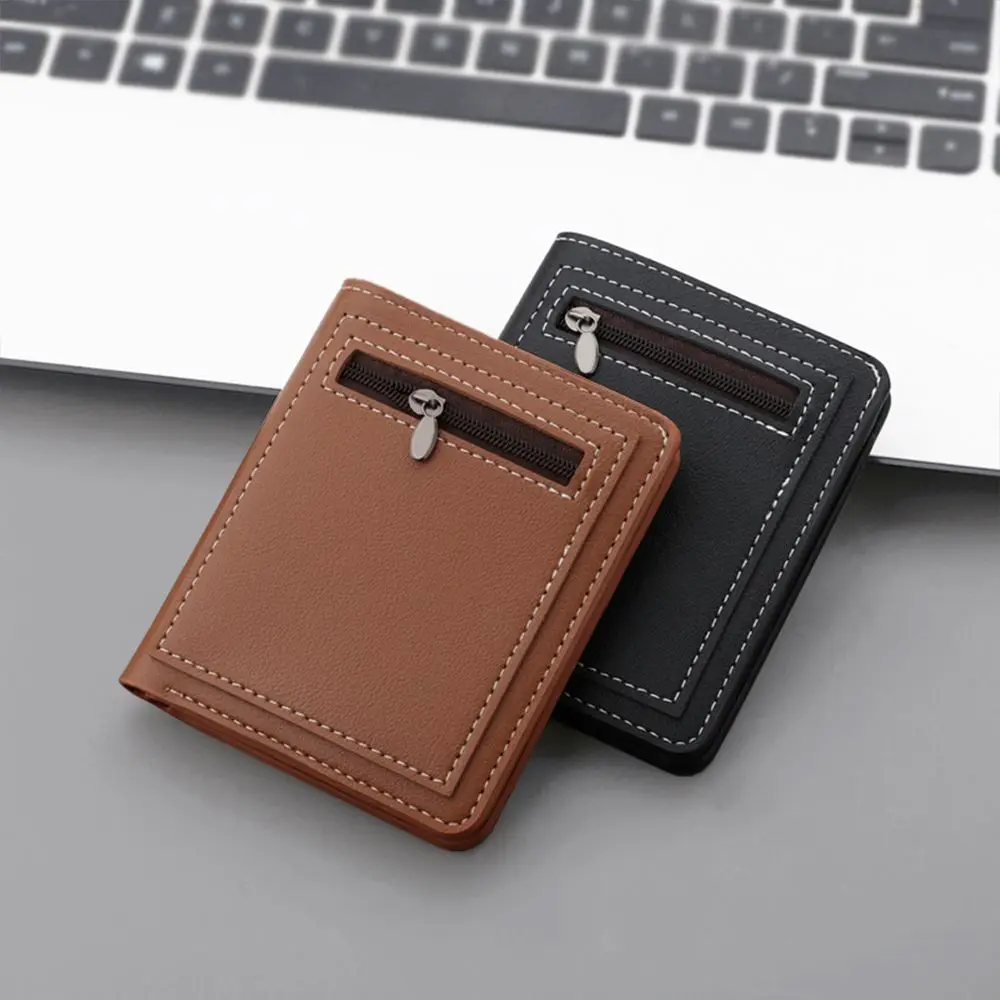 Portefeuille de voyage en cuir pour homme, porte-monnaie, porte-cartes de crédit, pliable, mince