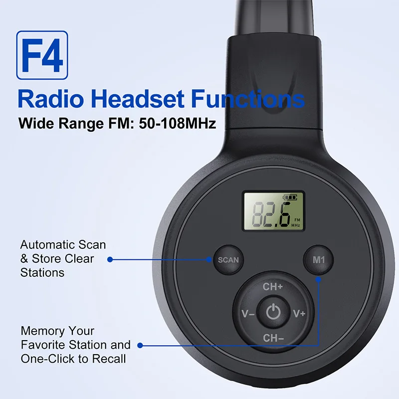 Cuffie Radio FM con batteria ricaricabile cuffie con cancellazione del rumore