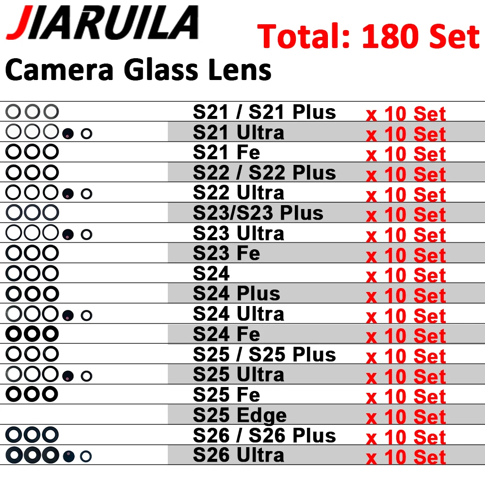 1Pcs to 180Pcs, Camera Glass Lens Back Rear Camera Glass Lens For Samsung S21 S22 S23 S24 S25 S26 Plus Ultra With Glue Adhesive