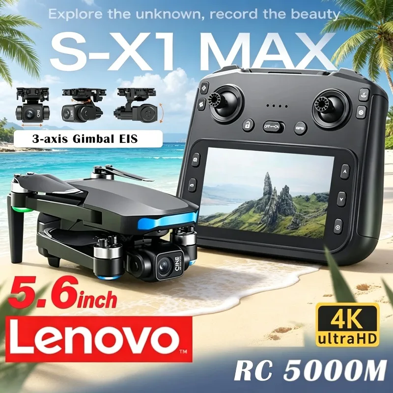

Профессиональный дрон GPS S-X1 Lenovo, трехосевой стабилизатор, камера 8K HD, 5G WIFI FPV, квадрокоптер с бесщеточным двигателем и функцией обхода препятствий