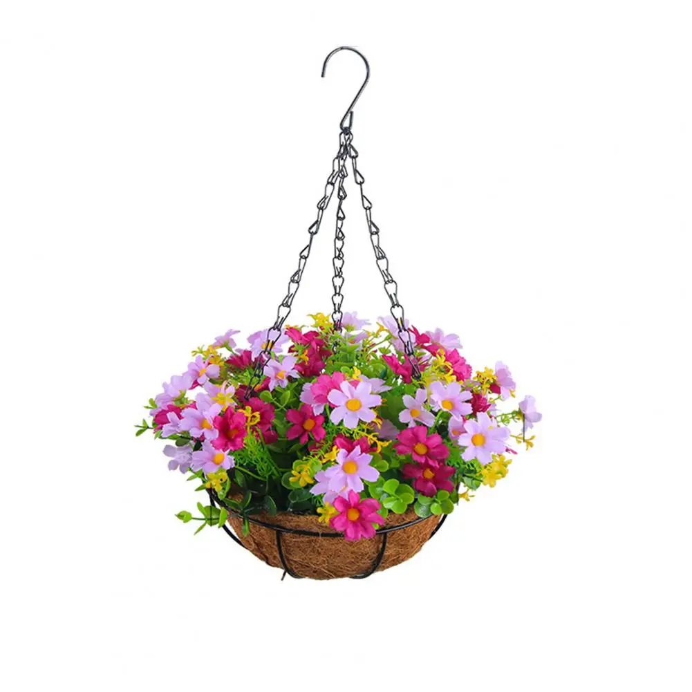 Hanging Baskets with Artificial Flowers Realistic Artificial Flower Hanging Baskets for Home Decor Non-fading Spring Simulation