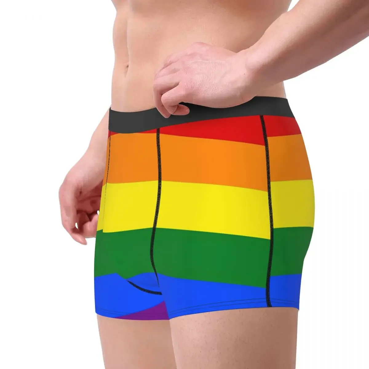 Gay Pride Rainbow Logo Flag Underpants Breathbale Panties Male Underwear Print Shorts Boxer Briefs