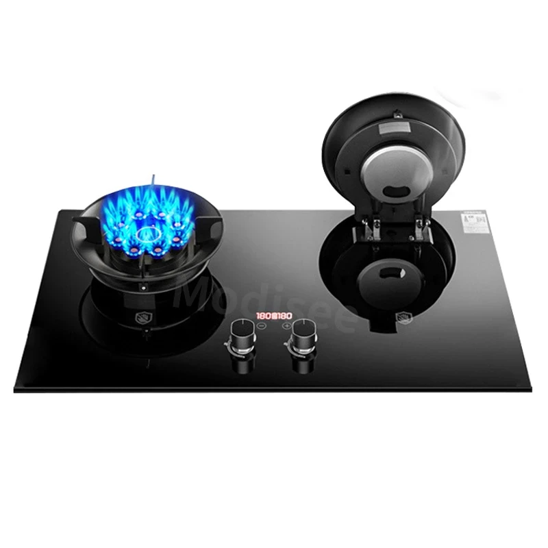 8.5Kw Gasfornuis Dubbele Kachel Huishoudelijk Ingebouwd Aardgas Vloeibaar Gas Timing Kachel Fierce Fire Stove Desktop Dual Use Keuken
