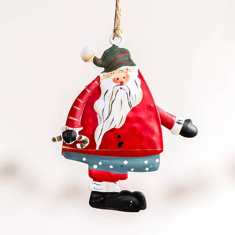 MissDeer Christmas Pendant Metal Painted Santa Claus Xmas Tree Drop Ornaments Decorations for Home Kids Toys Gift Xmas New Year