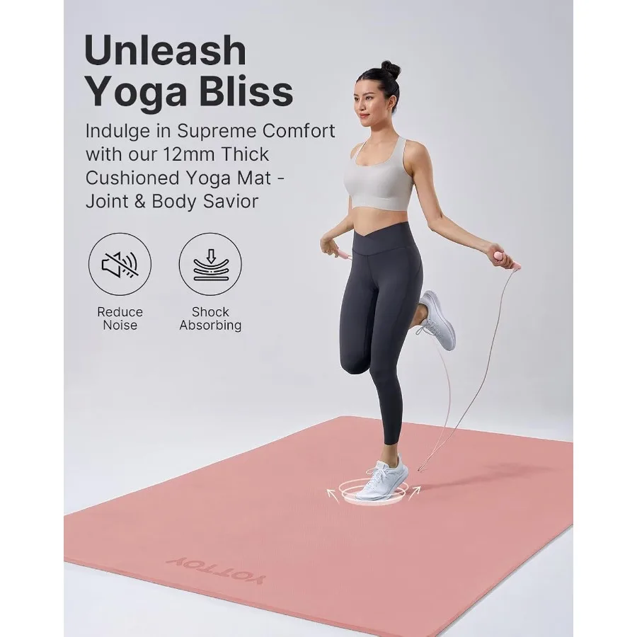 YOTTOY سجادة يوجا كبيرة 75 52 1 2 بوصة بساط تمرين TPE واسع للغاية مع سطح غير قابل للانزلاق مثالي لتدريب اللياقة البدنية والبيلاتيس بيرفو