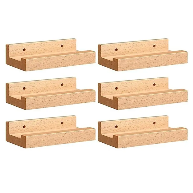 B08B-LP Album Holder-For 12-Inch Vinyl Record Display Shelf-Wall Mountable Wooden Storage Rack(6Pcs)