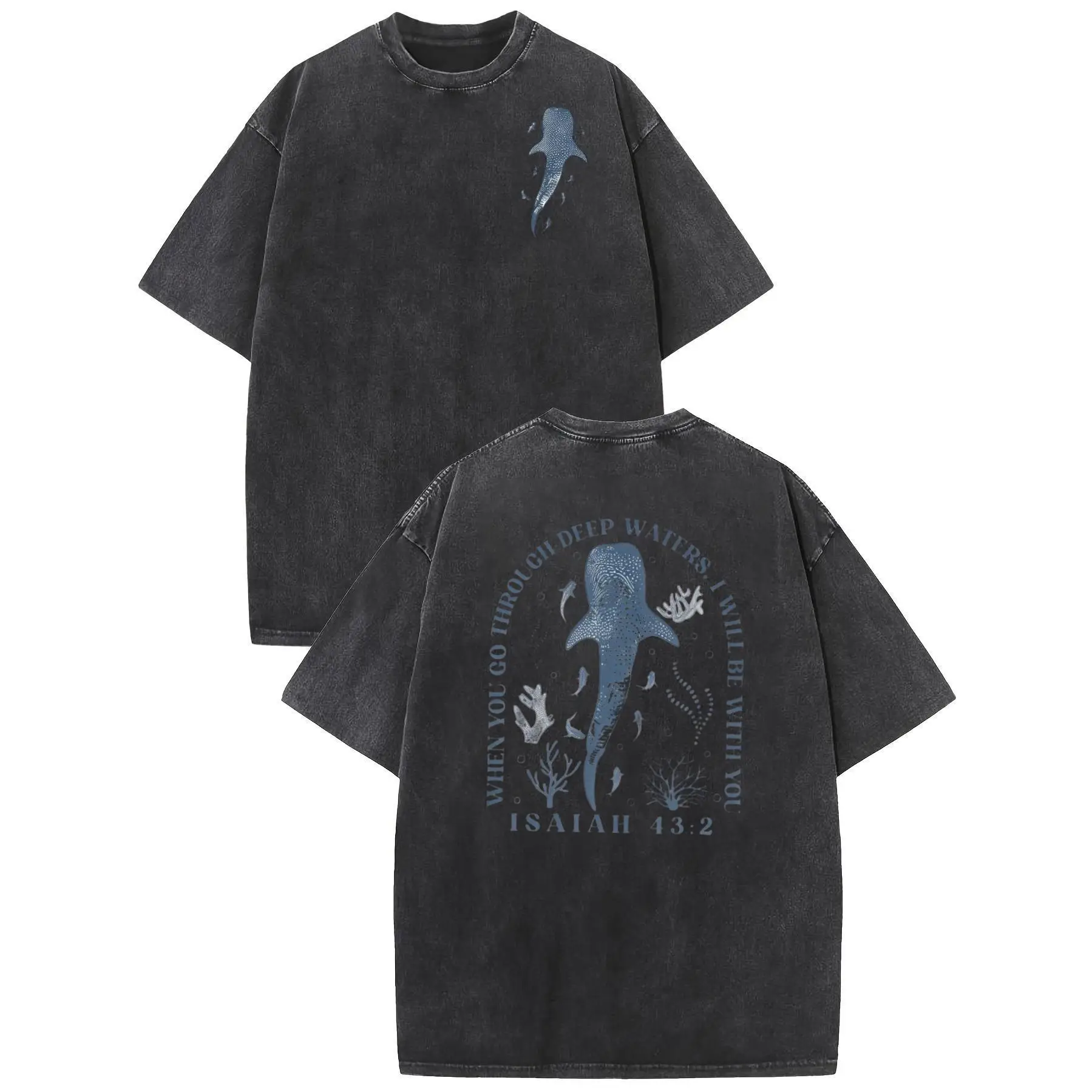 

“Deep Waters Promise: Distressed Wash Inspirational Tee”