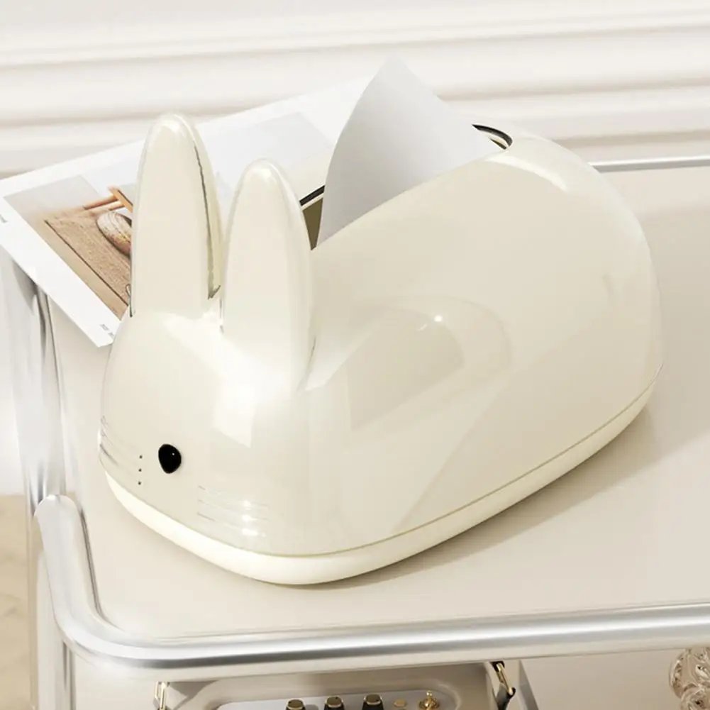 Desktop Paper Organizer Cute Rabbit Shape Tissue Box Decorative Plastic Facial Tissue Dispenser Cream Style Napkin for Room