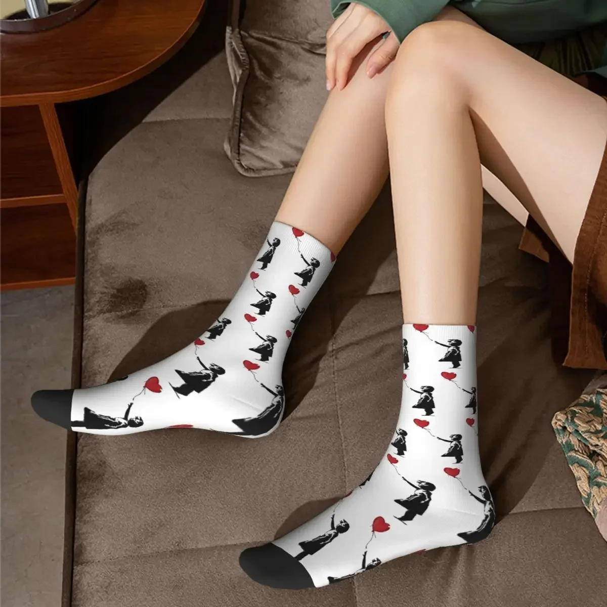 Banksy Girl With Heart Balloon Graffiti Street Art Balloon Girl Socks Harajuku Super Soft Stockings All Season Long Socks