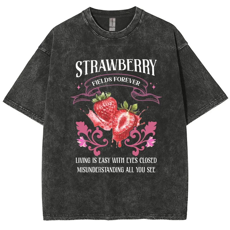 Strawberry Printing T-Shir Plus Size Streetwear 15 Color Japan and South Korea Trend Short Sleeves Fashion Summer Loose Version