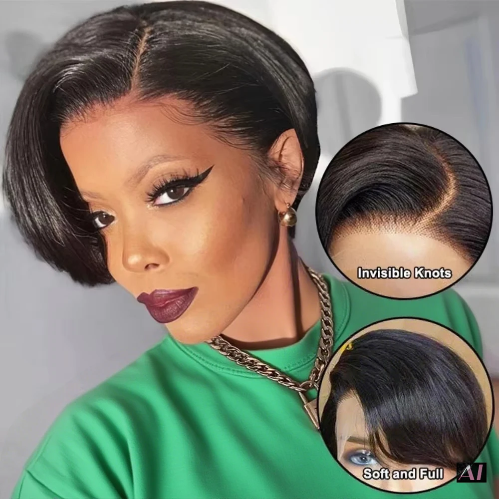 

Парик Pixie Cut Bob, короткий, прямой, из натуральных человеческих волос, с HD прозрачным кружевным фронтом 13x4, женский, 100% натуральные человеческие волосы