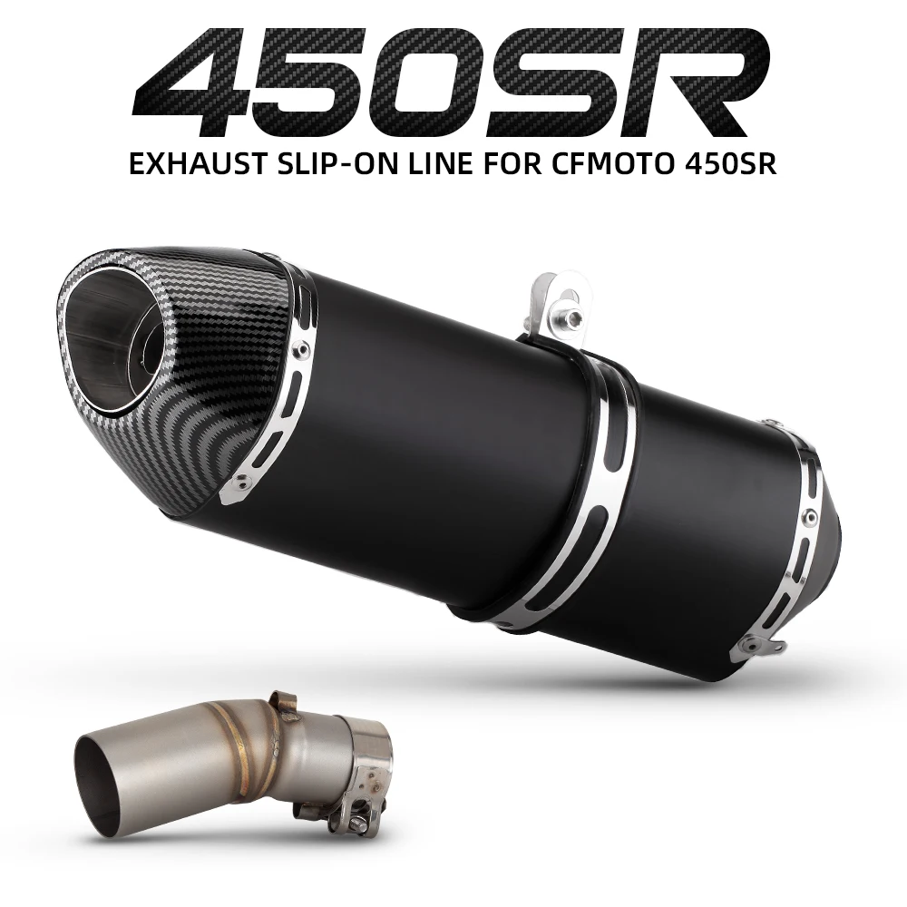 

For CFMOTO 450SR 2022-2025 Motorcycle Exhaust Slip on Line Escape Modify Stainless Middle Link Pipe R77 Muffler with DB Killer