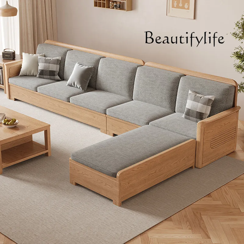 

Скандинавский диван из массива ясеня, комбинированный тканевый диван, современная простая большая и маленькая квартира, гостиная