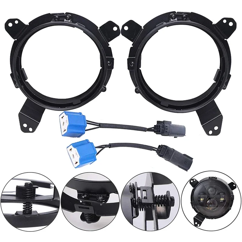 

New Wrangler JL 7 Inch Round LED Headlight Accessories Mounting Bracket Ring Adapter For Jeep Wrangler JL 2018 -2023 Accessories