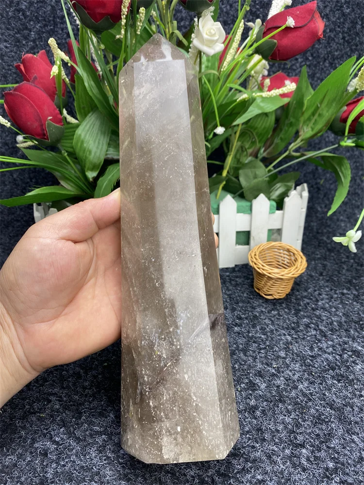 

Natural Dark White Crystal Hexagonal Obelisk ​Reiki Healing Wand Find Ore Holiday Gifts Home Decor Decoratio Feng Shui Ltem