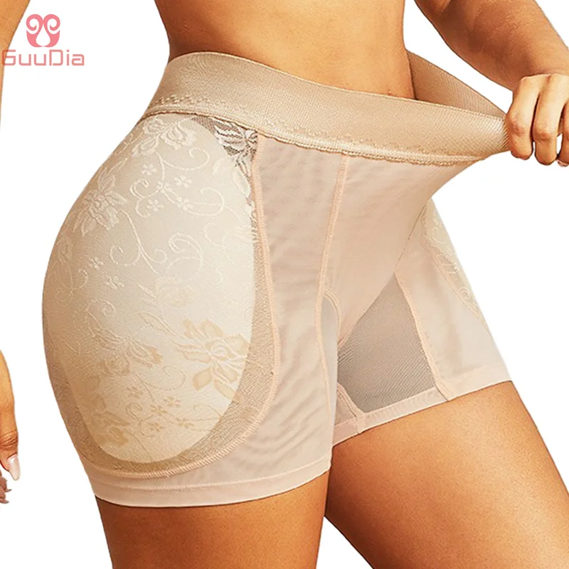 

GUUDIA Jacquard Removable 3D Sponge Padded Middle Waist Pleated Butt Line Elastic Hip Enhancer Women Shapewear Body Shaper Panty